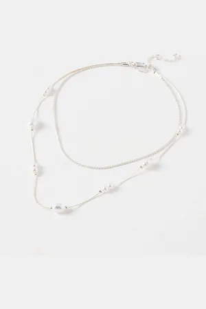 Oliver Bonas Mara Faux Pearl Layered Necklace