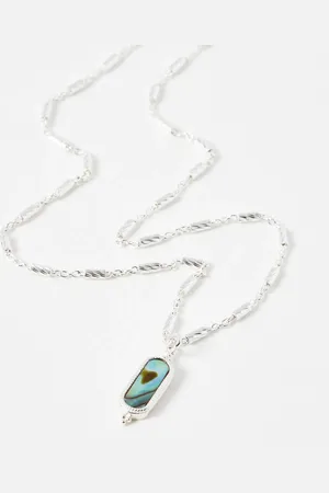Oliver Bonas Alys Oval Paua Shell Silver Pendant Necklace