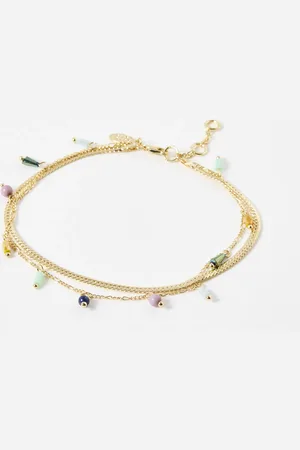 Oliver Bonas Azure Beaded Layered Chain Anklet