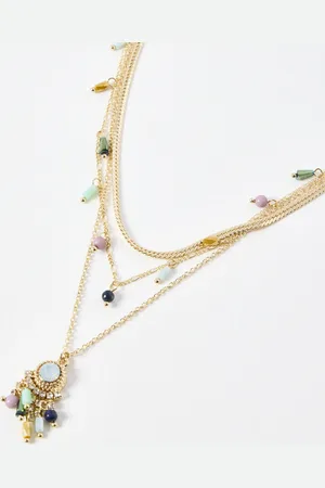 Oliver Bonas Azure Bead Cluster Layered Pendant Necklace