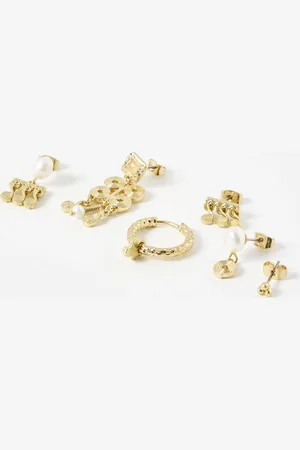 Oliver Bonas Arlee Mismatch Tone Stud & Hoop Earrings Set