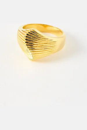 Oliver Bonas Paula Sculptural Wave Plated Statement Ring, size 50