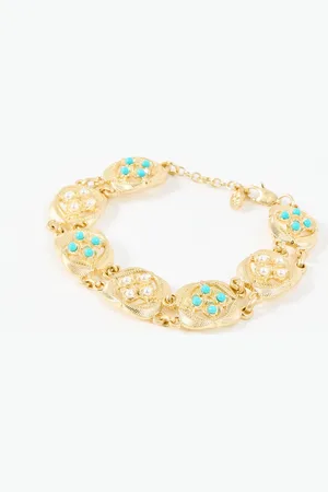 Oliver Bonas Dana Square Pendant & Faux Pearl Chain Bracelet