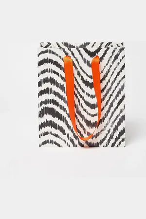 Oliver Bonas Ikat Wavy Monochrome Gift Bag Medium