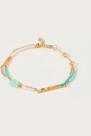 Oliver Bonas Lola Glass Seed Bead Layered Chain Bracelet