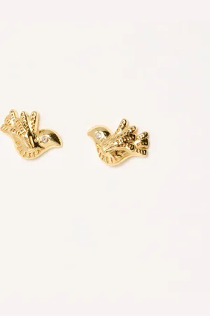 Oliver Bonas Wren Flying Bird Plated Stud Earrings