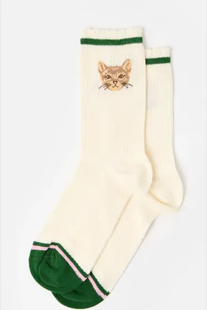 Oliver Bonas Ribbed Cat Ankle Socks