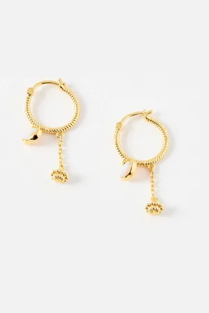 Oliver Bonas Philomena Opalite Plated Hoop Drop Earrings