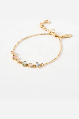Oliver Bonas Gloria Stone Circles Tone Chain Bracelet