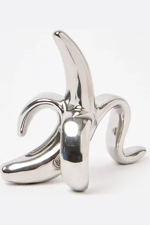 Oliver Bonas Chrome Ceramic Banana Ring Holder