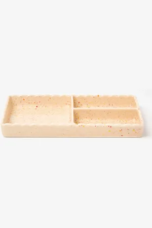 Oliver Bonas Rainbow Speckle Ceramic Scallop Storage Tray