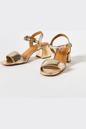 Oliver Bonas Textured Disco Leather Heeled Sandals, size UK 8