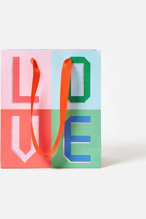 Oliver Bonas Love Patchwork Gift Bag Medium