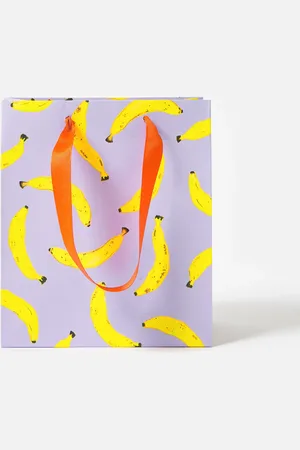 Oliver Bonas Banana Print Purple Gift Bag Medium