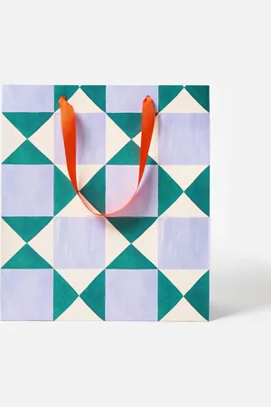 Oliver Bonas Geometric Tile Purple Gift Bag Large