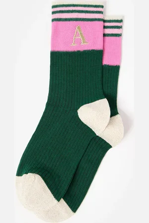 Oliver Bonas & Pink Alphabet Sporty Initial Socks, size One size