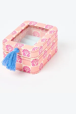 Oliver Bonas Floral Chequerboard Ring Box