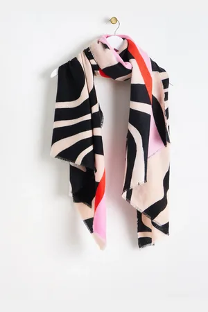 Oliver Bonas Monochrome Wave Colour Pop Midweight Striped Scarf