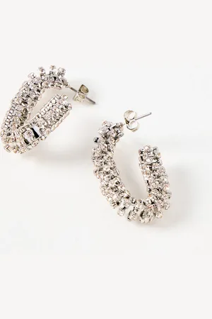 Oliver Bonas Gia Oval Chain Tone Hoop Earrings