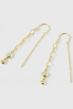 Oliver Bonas Alora Opalite & Chain Plated Thread Through Drop Earrings