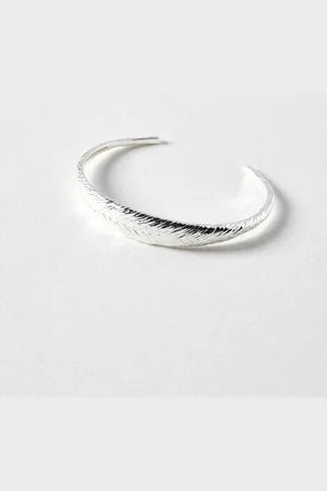 Oliver Bonas Raven Feather Texture Plated Bangle