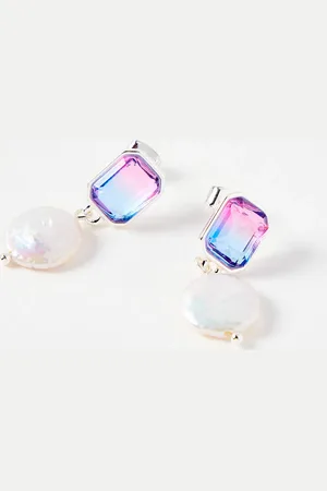Oliver Bonas Jarah Ombre Stone & Pearl Drop Earrings
