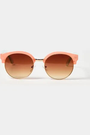 Oliver Bonas Peach & Blue Glitter Arm Round Sunglasses
