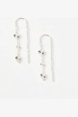 Oliver Bonas Elodie Engraved Charm Thread Through Chain Earrings