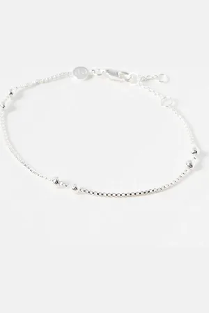Oliver Bonas Brielle Box & Bead Detail Chain Plated Bracelet