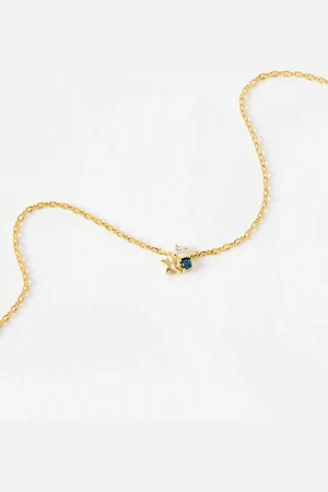 Oliver Bonas Danica Stone & Star Gold Plated Pendant Necklace