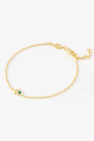 Oliver Bonas Danica Green Stone Cluster & Star Gold Plated Bracelet