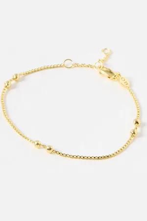 Oliver Bonas Brielle Box & Bead Detail Chain Plated Bracelet