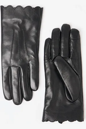 Oliver Bonas Scalloped Leather Gloves, size Medium/Large
