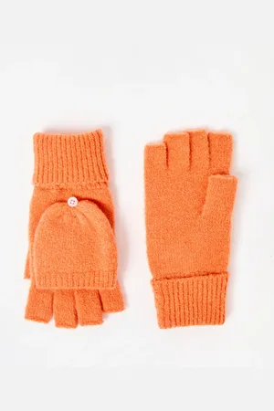 Oliver Bonas Coral Knitted Fingerless Mitten Gloves