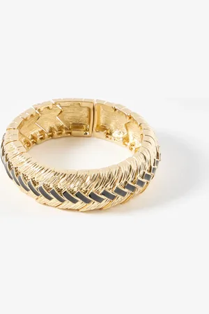 Oliver Bonas Nicci Enamel Inlay Gold Tone Chunky Bangle
