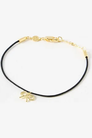 Oliver Bonas Alina Plated Bow Charm Corded Bracelet