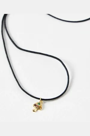 Oliver Bonas Mia Mushroom Charm Gold Plated Cord Necklace
