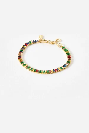 Oliver Bonas Quinn Baguette Stone Gold Tone Chain Bracelet