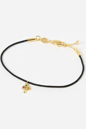 Oliver Bonas Mia Mushroom Charm Gold Plated Cord Bracelet