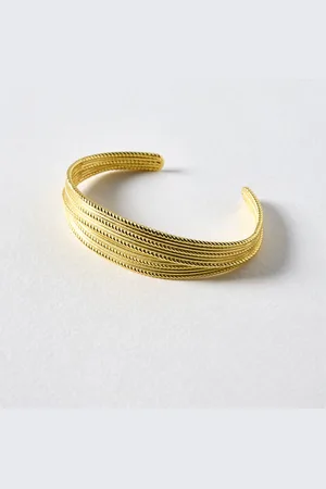 Oliver Bonas Eva Double Row Curved Textured Plated Bangle