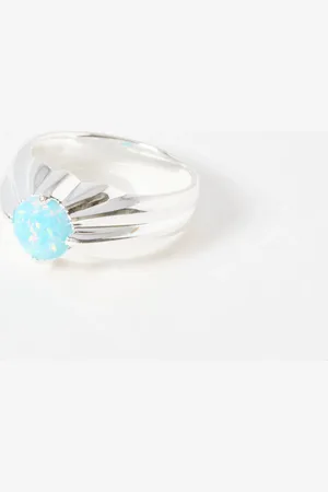 Oliver Bonas Linnea Opalite Inlay Silver Plated Statement Ring, size 52