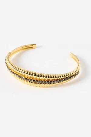Oliver Bonas Celeste Black Stone Plated Chunky Cuff Bangle
