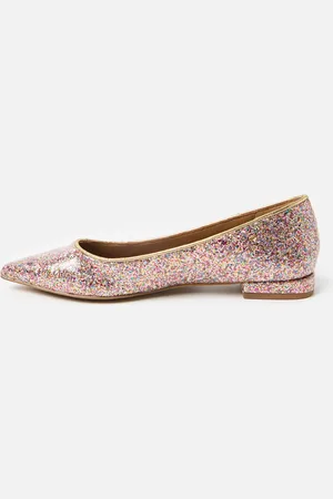 Oliver Bonas Rainbow Glitter Pointed Ballet Flats, size UK 3