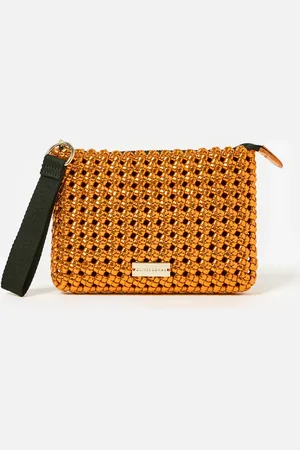 Oliver Bonas Lizzie Orange Metallic Braided Pouch