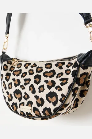 Oliver Bonas Betty Leopard Print Knitted Crossbody Belt Bag