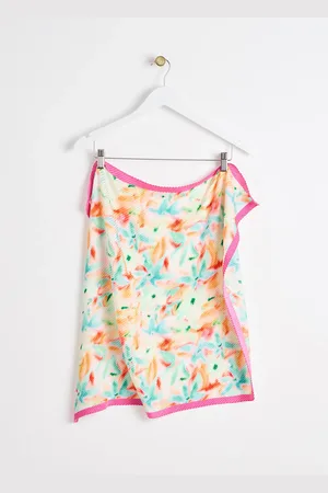 Oliver Bonas Summer Haze Flower Pleated Square Neck Scarf