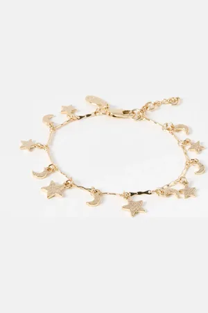Oliver Bonas Ara Moon & Star Tone Charm Bracelet