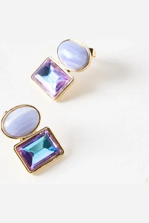 Oliver Bonas Noemi Purple Stone Statement Earrings