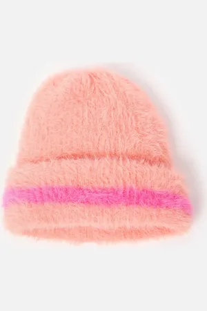Oliver Bonas Stripe Fluffy Knitted Beanie Hat