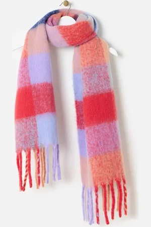 Oliver Bonas Red & Purple Heavyweight Check Scarf